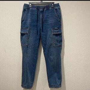 Arizona Women's Blue Cargo Pants With Elasticated Waist. Size M